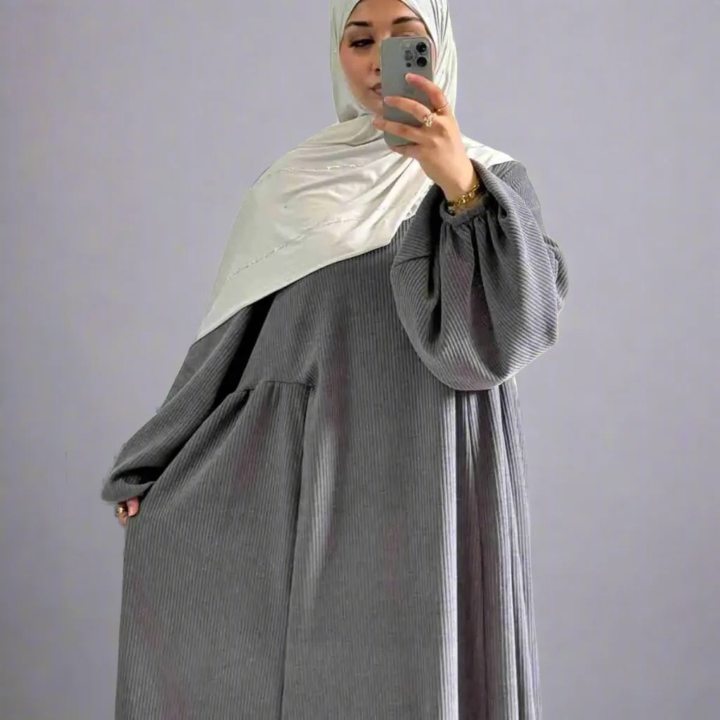 Winter Fall Thick Corduroy Abaya Dress