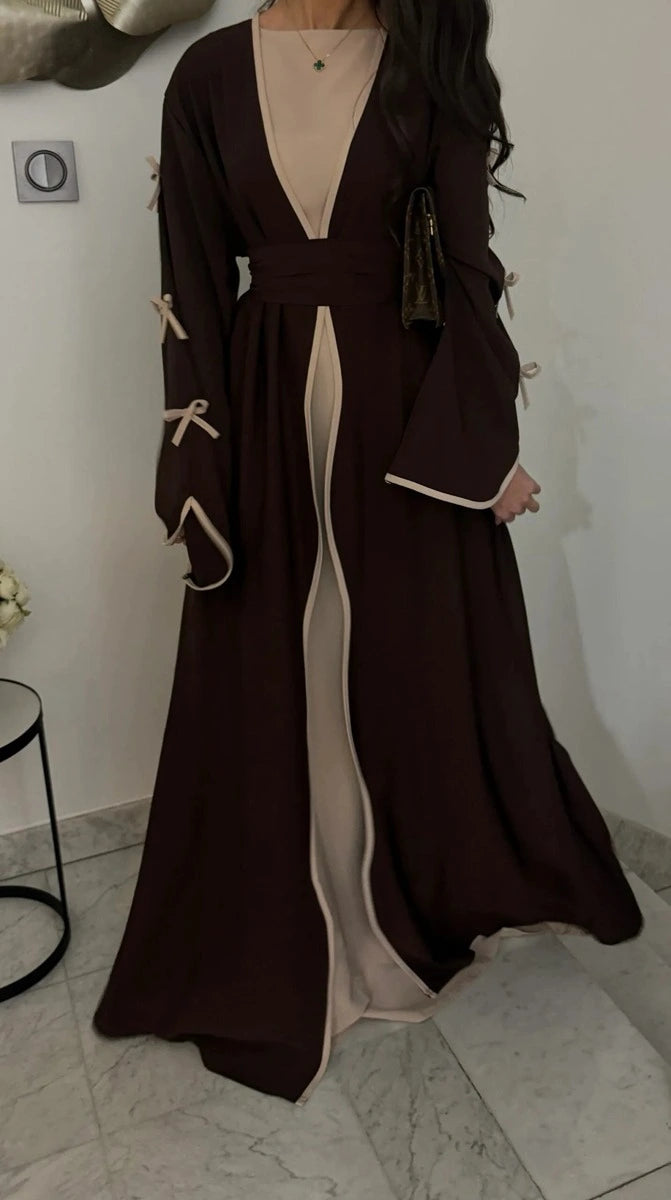 Nida Bows Open Abaya Dress #25962