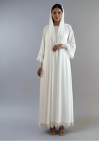 2 Pieces Set Lace Cardigan Open Abaya Dress With Matching Hijab #25221