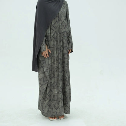 Middle East Dubai Pinted Cardigan Open Abaya Dress #25983