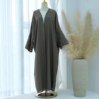 Moon Embroidery Cardigan Open Abaya Dress