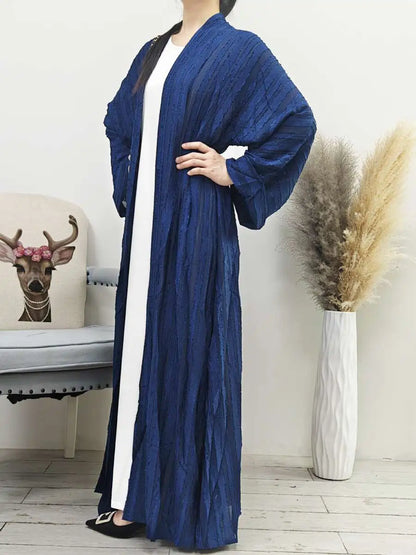 Cardigan Open Abaya Dress With Hijab Scarf And Pocket