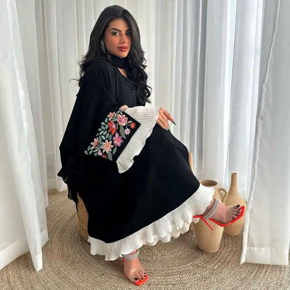 Embroidery Dubai Arab Cardigan Open Abaya Dress #25215