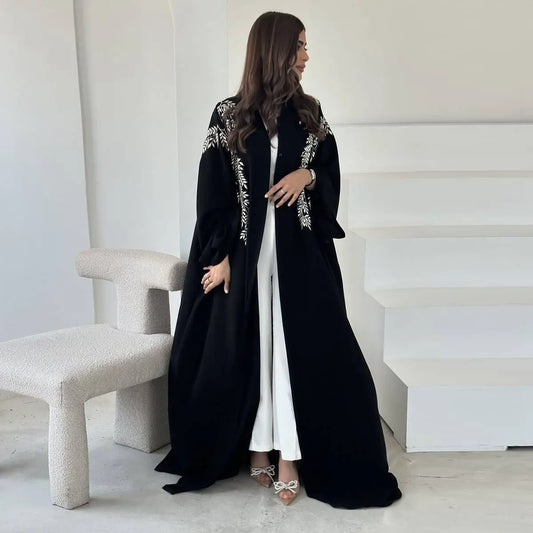 Embroidery Cardigan Open Abaya Dress #25188