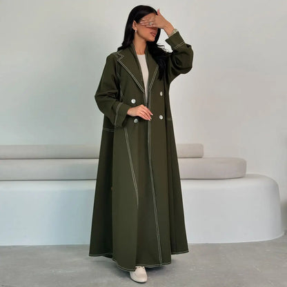 Double-breasted Cardigan Open Abaya Dress