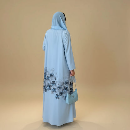 Middle East Arba Dubai Printed Open Abaya Dress With Hijab #251118
