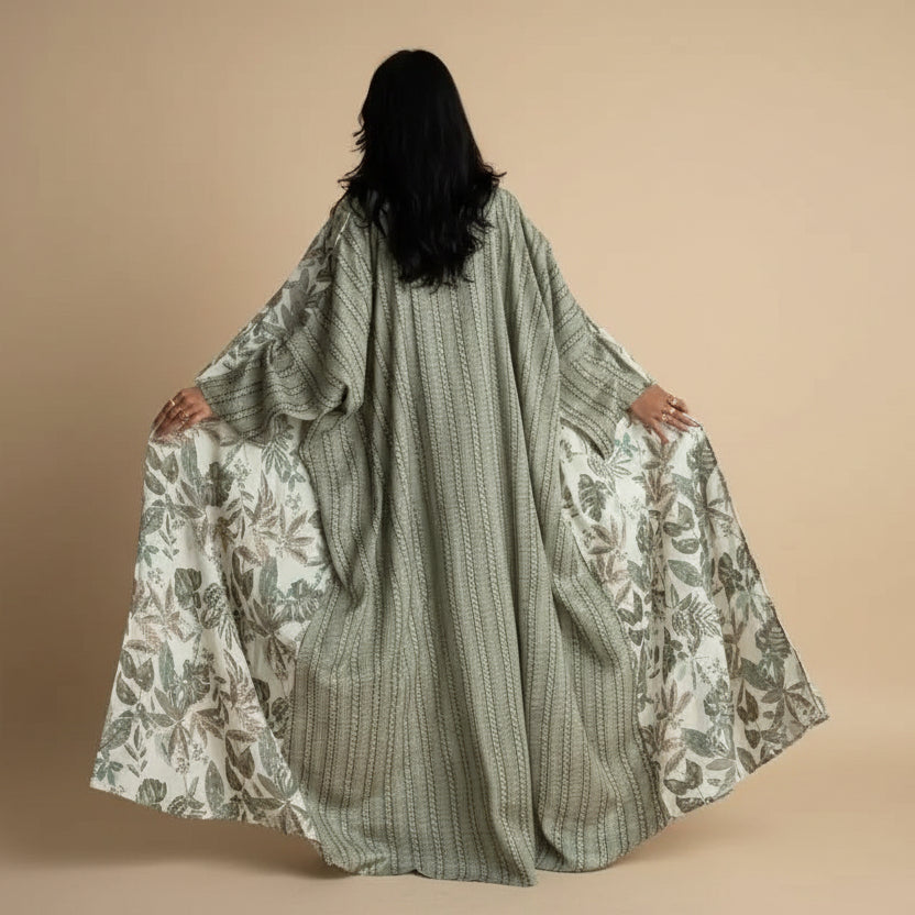Printed Cardigan Open Abaya Dress #25224