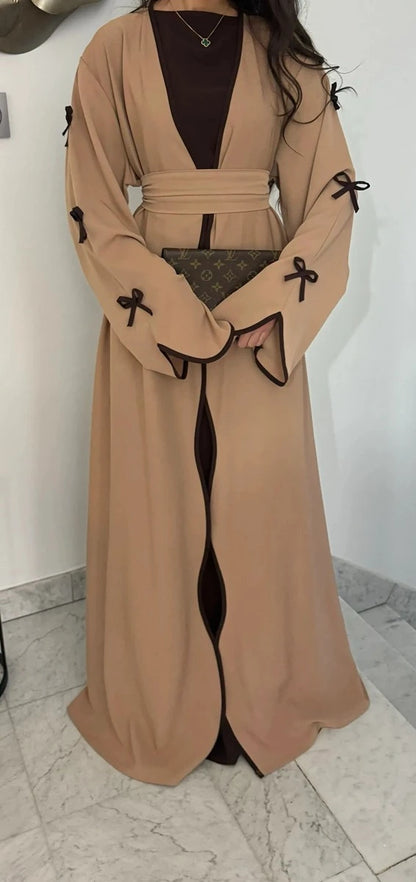 Nida Bows Open Abaya Dress #25962