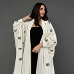 Evil Eye Embroidery Cardigan Open Abaya Dress #25173