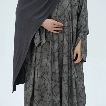 Middle East Dubai Pinted Cardigan Open Abaya Dress #25983