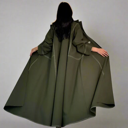 Double-breasted Cardigan Open Abaya Dress