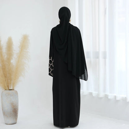 Hand-stitched Beads Nida Open Abaya Dress #25864