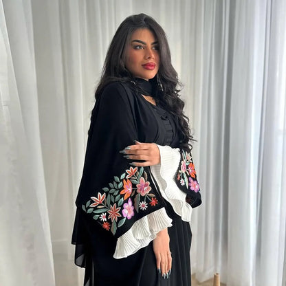 Embroidery Dubai Arab Cardigan Open Abaya Dress #25215