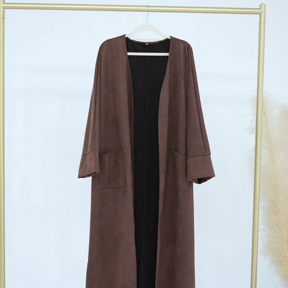 Winter Fall Suede Velvet Cardigan Open Abaya Coat