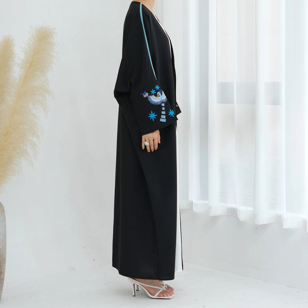 Beautiful Embroidery Cardigan Open Abaya Dress #24876