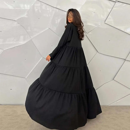 Embroidery Flare Sleeve Cardigan Open Abaya Dress #25232