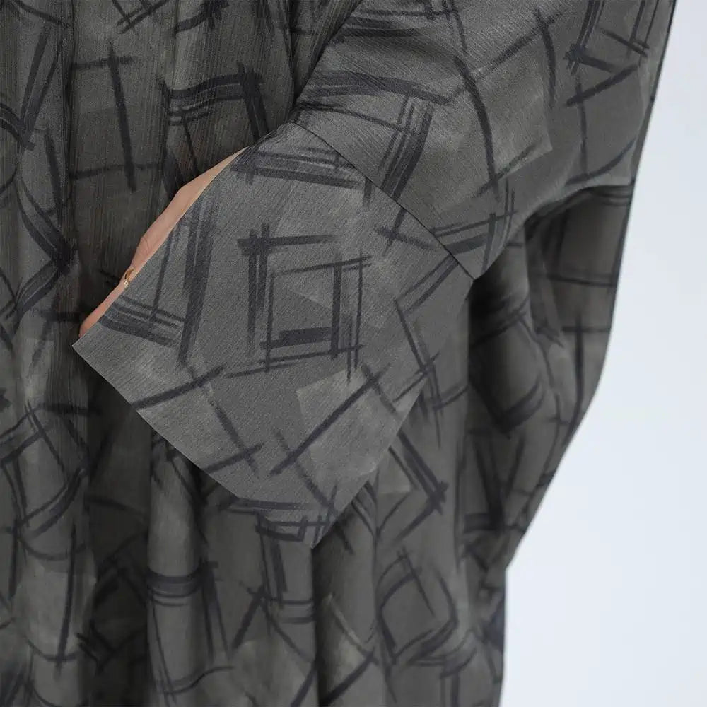 Middle East Dubai Printed Cardigan Open Abaya Dress #25983