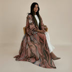 Drawstring Cuff Wrinkle Cardigan Open Abaya Dress #25207