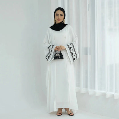 Embroidery Cardigan Open Abaya Dress #25844