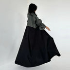 Cardigan Open Abaya Dress - Belted Cuff - Black