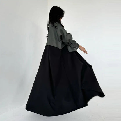 Belted Cuff Cardigan Open Abaya Dress