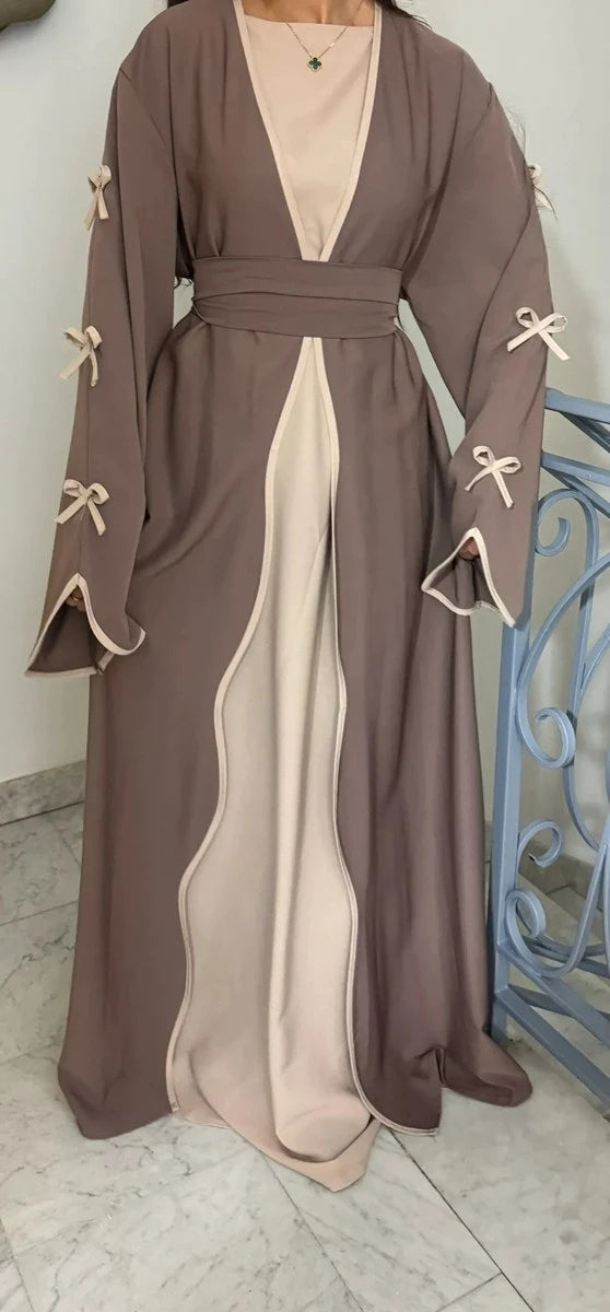 Nida Bows Open Abaya Dress #25962