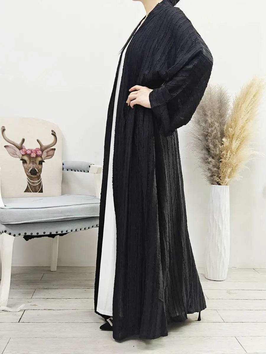 Cardigan Open Abaya Dress With Hijab Scarf And Pocket