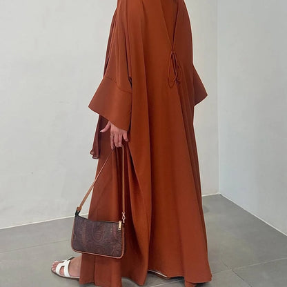 Wrinkle Cardigan Open Abaya Dress #25174