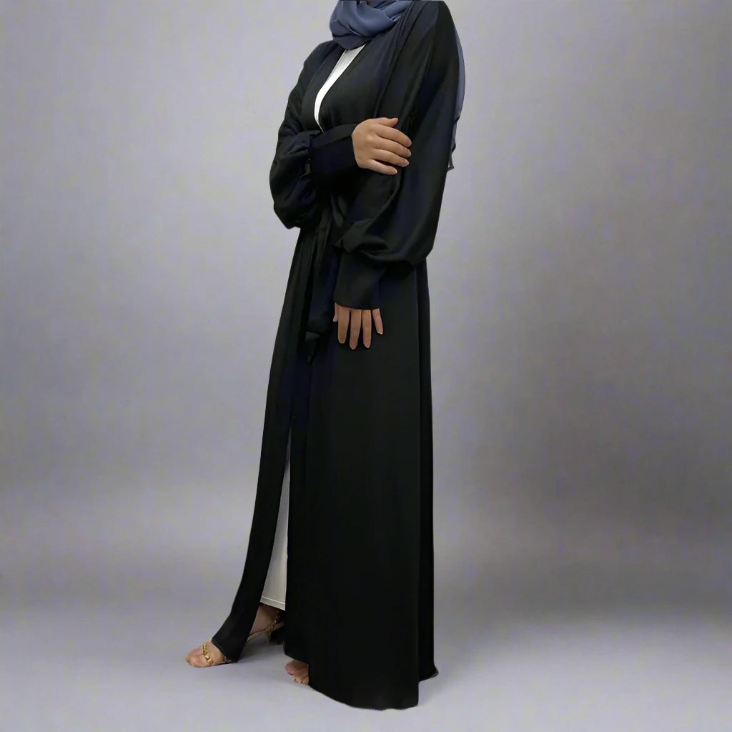 With Pocket Muslim Women Classic Daily Wear Open Abaya Dress