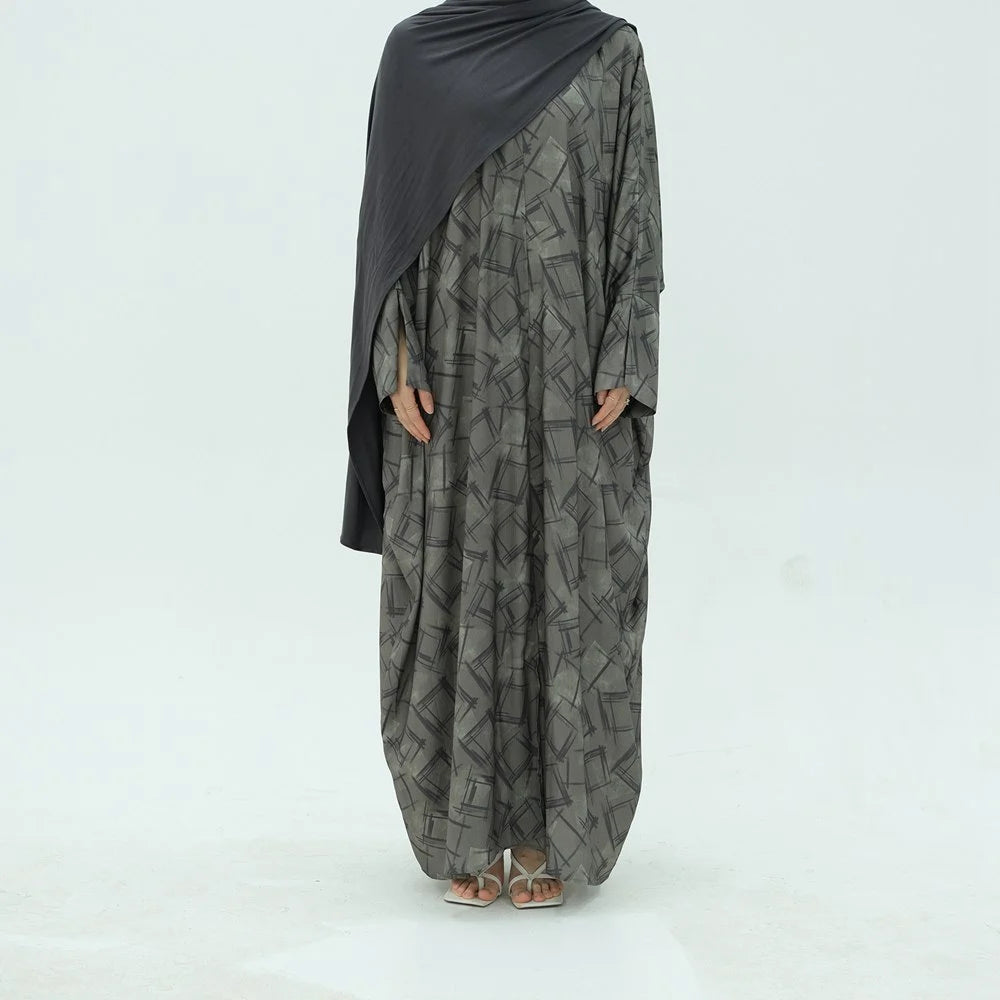 Middle East Dubai Pinted Cardigan Open Abaya Dress #25983
