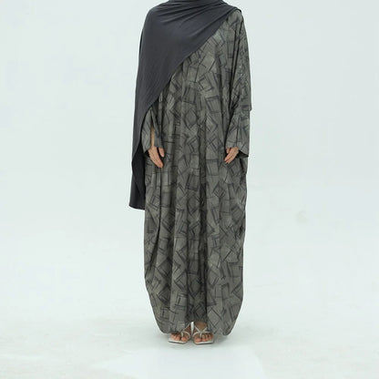Middle East Dubai Pinted Cardigan Open Abaya Dress #25983