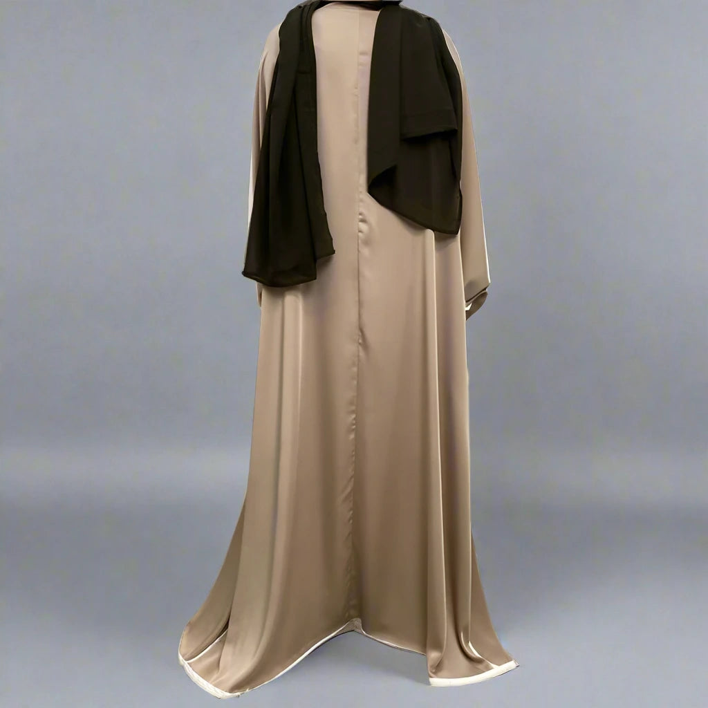 Batwing Sleeve Satin Cardigan Open Farasha Abaya Dress For Muslim Women