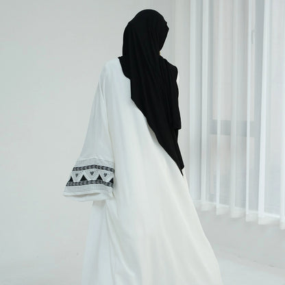 Embroidery Cardigan Open Abaya Dress #25844