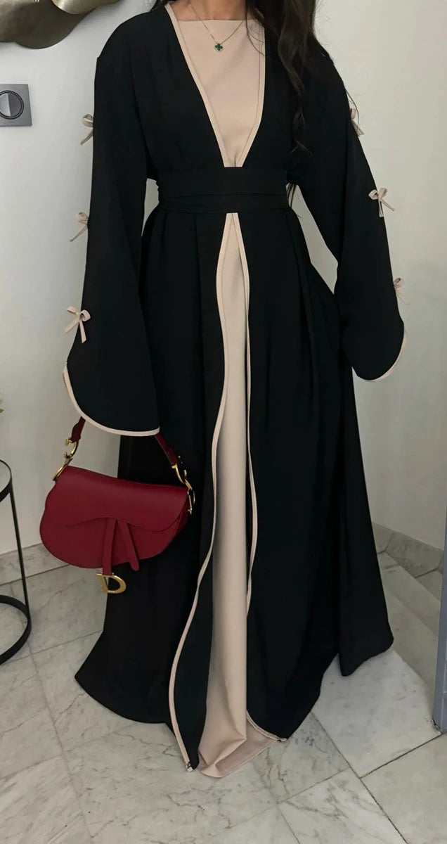 Nida Bows Open Abaya Dress #25962