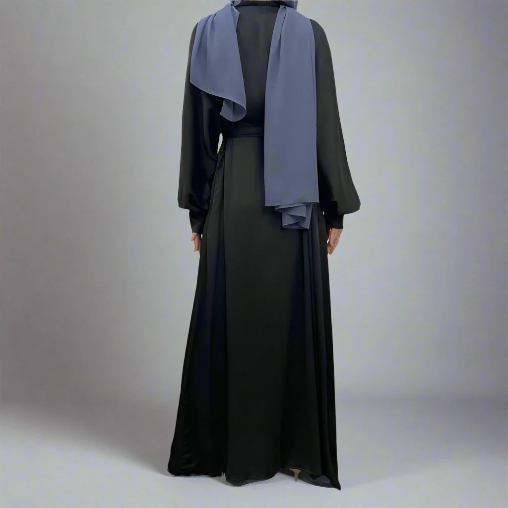 With Pocket Muslim Women Classic Daily Wear Open Abaya Dress