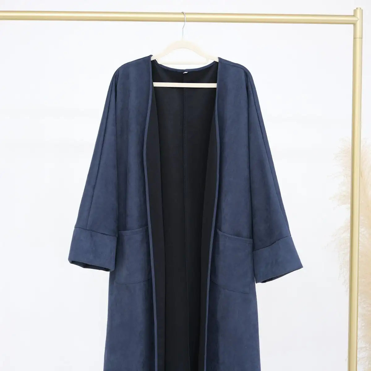 Winter Fall Suede Velvet Cardigan Open Abaya Coat