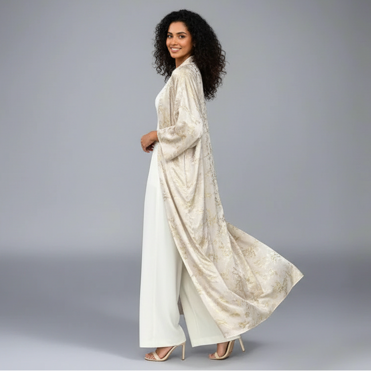 Muslim Women Bronzing Cardigan Open Abaya Dress