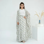 2 Pieces Set Chiffon Printed Open Abaya Dress With Skirt #251031