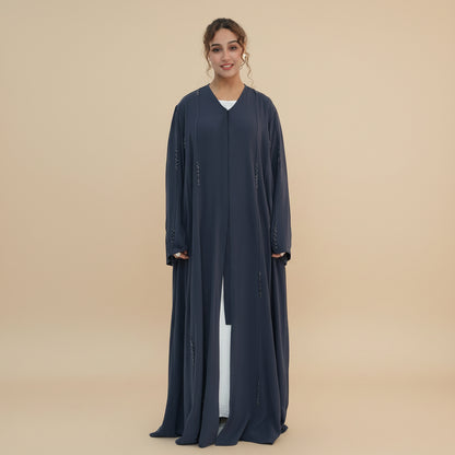 Hand beading Open Abaya Dress For Women - Coffee/Black/Dark Gray/Pink - #261106