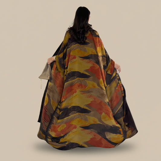 Muslim Women Chiffon Open Abaya Dress With A Matching Hijab #26306