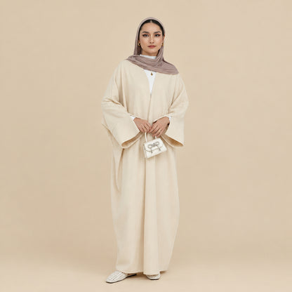 Muslim Women Winter Fall Shining Powder Cardigan Open Abaya Dress