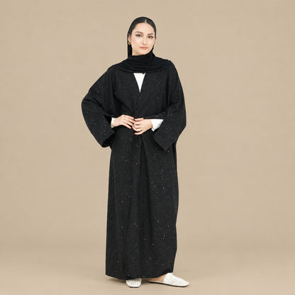 Muslim Women Winter Fall Shining Powder Cardigan Open Abaya Dress