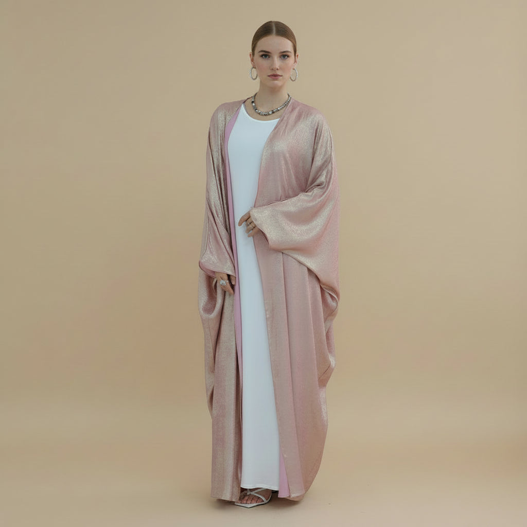 Bronzing Muslim Women Cardigan Open Abaya Dress