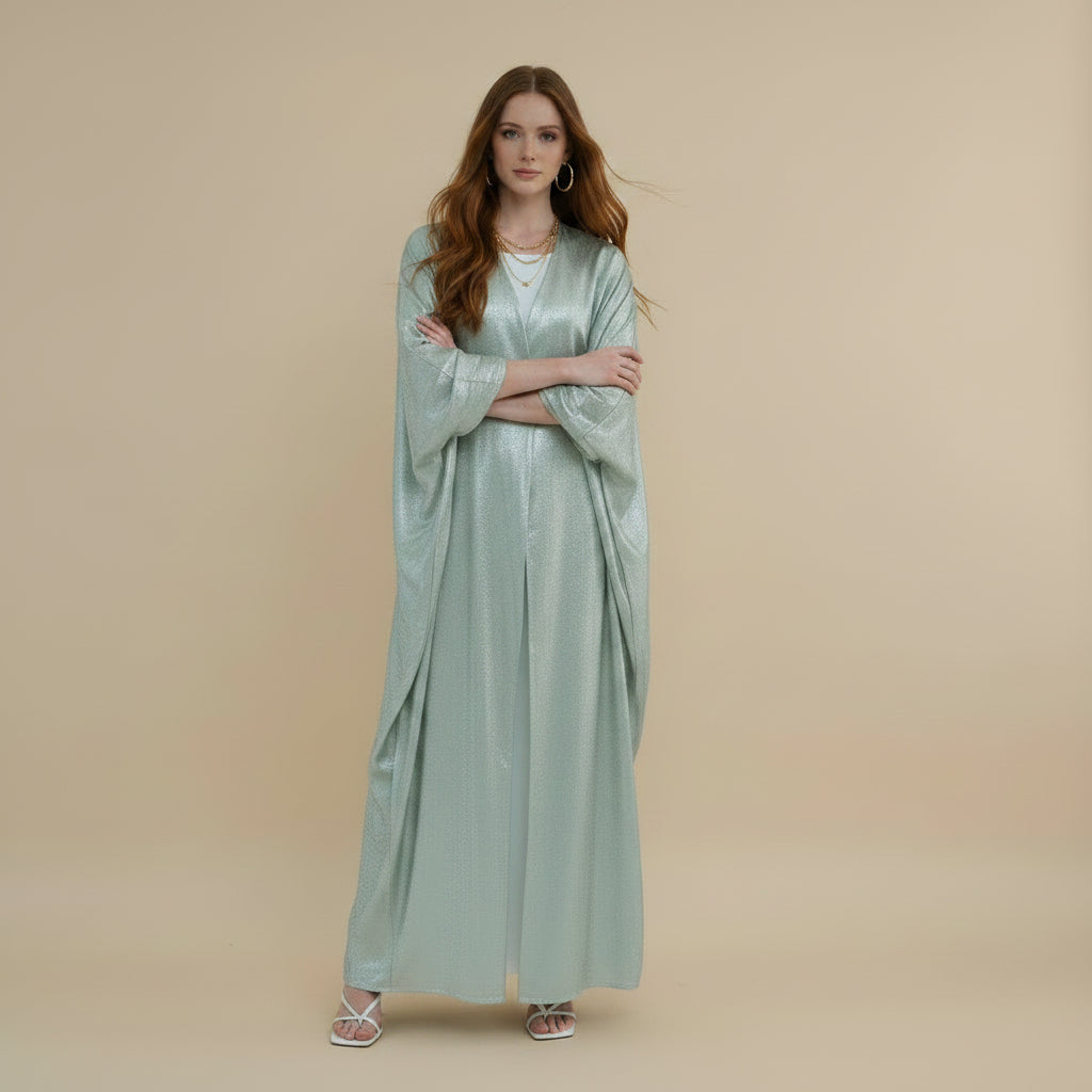 Bronzing Muslim Women Cardigan Open Abaya Dress