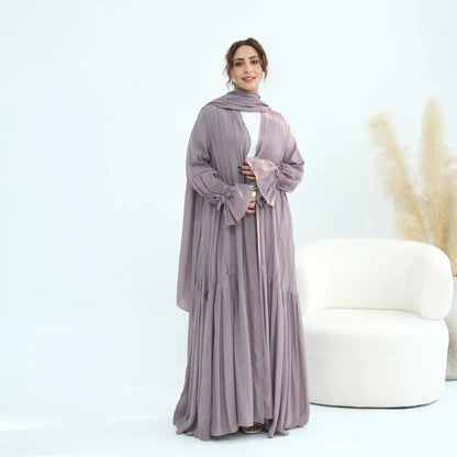 Muslim Women Open Abaya Dress With Lining And Matching Hijab #251139