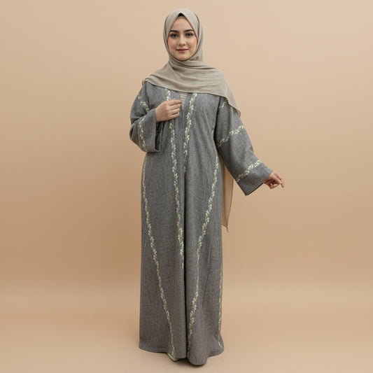 Muslim Women Embroidery Cardigan Open Abaya Dress #261153