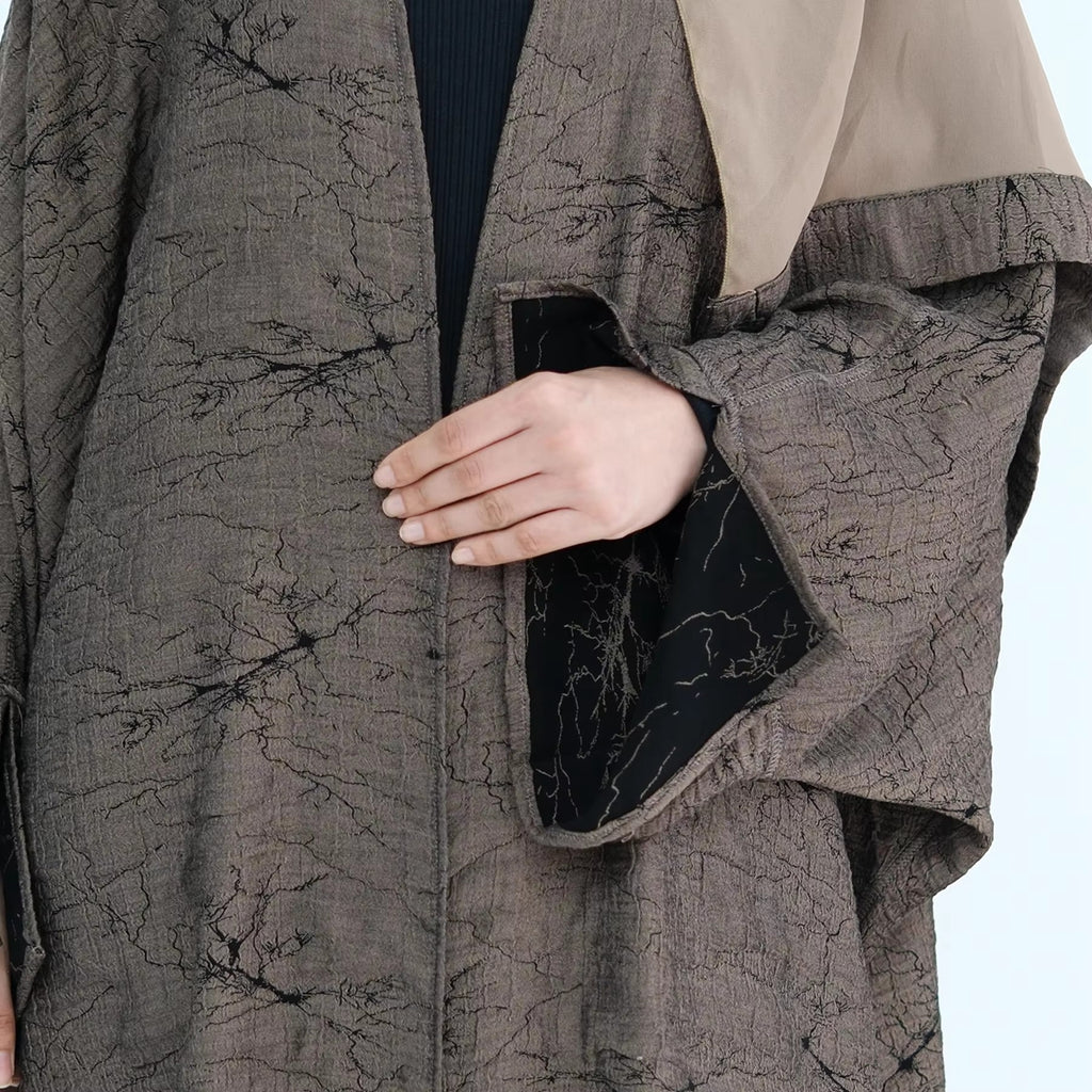 Muslim Women Reversible Double-sided Jacquard Open Abaya Dress #26B012
