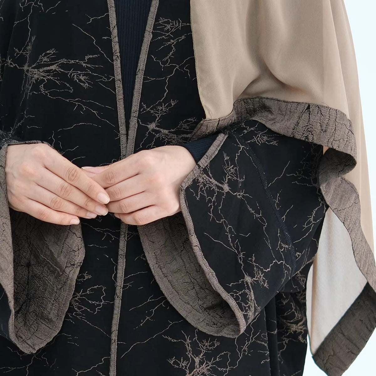 Muslim Women Reversible Double-sided Jacquard Open Abaya Dress #26B012