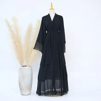 Chiffon Muslim Women Open Abaya Dress