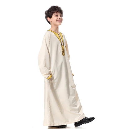 Muslim Boy Arab Embroidery Thobe Thawb
